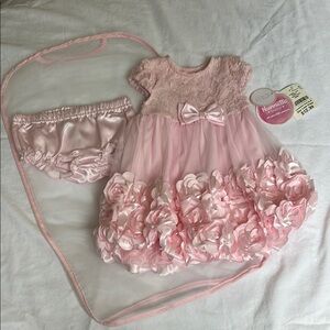 Nannette Blush Rose Baby Dress with Diaper Cover